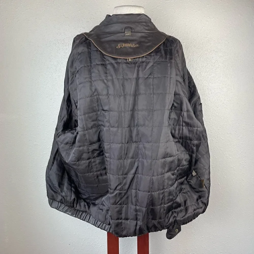 St. John’s Bay Brown Leather Jacket Size XL EUC